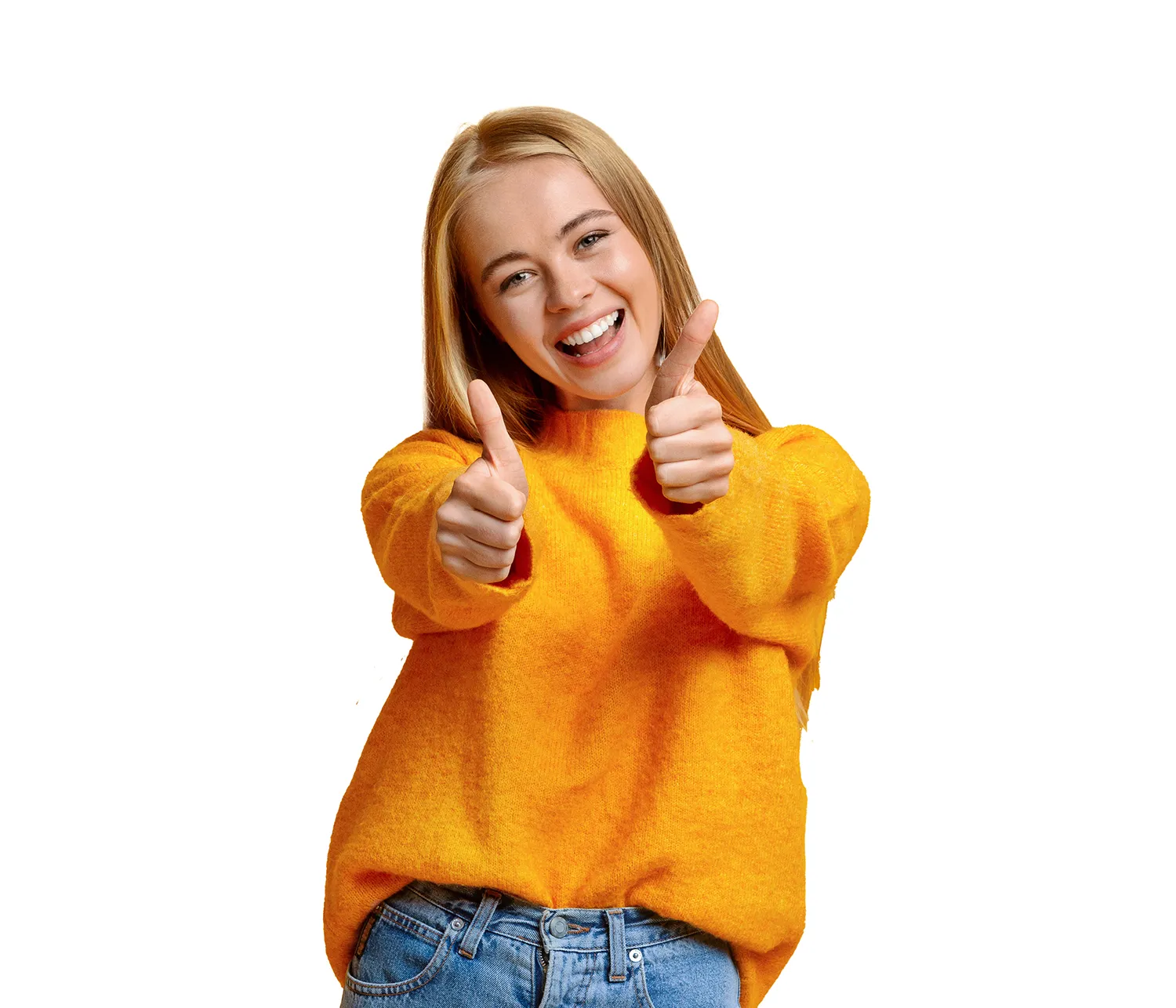 yellow-sweater-thumbsup