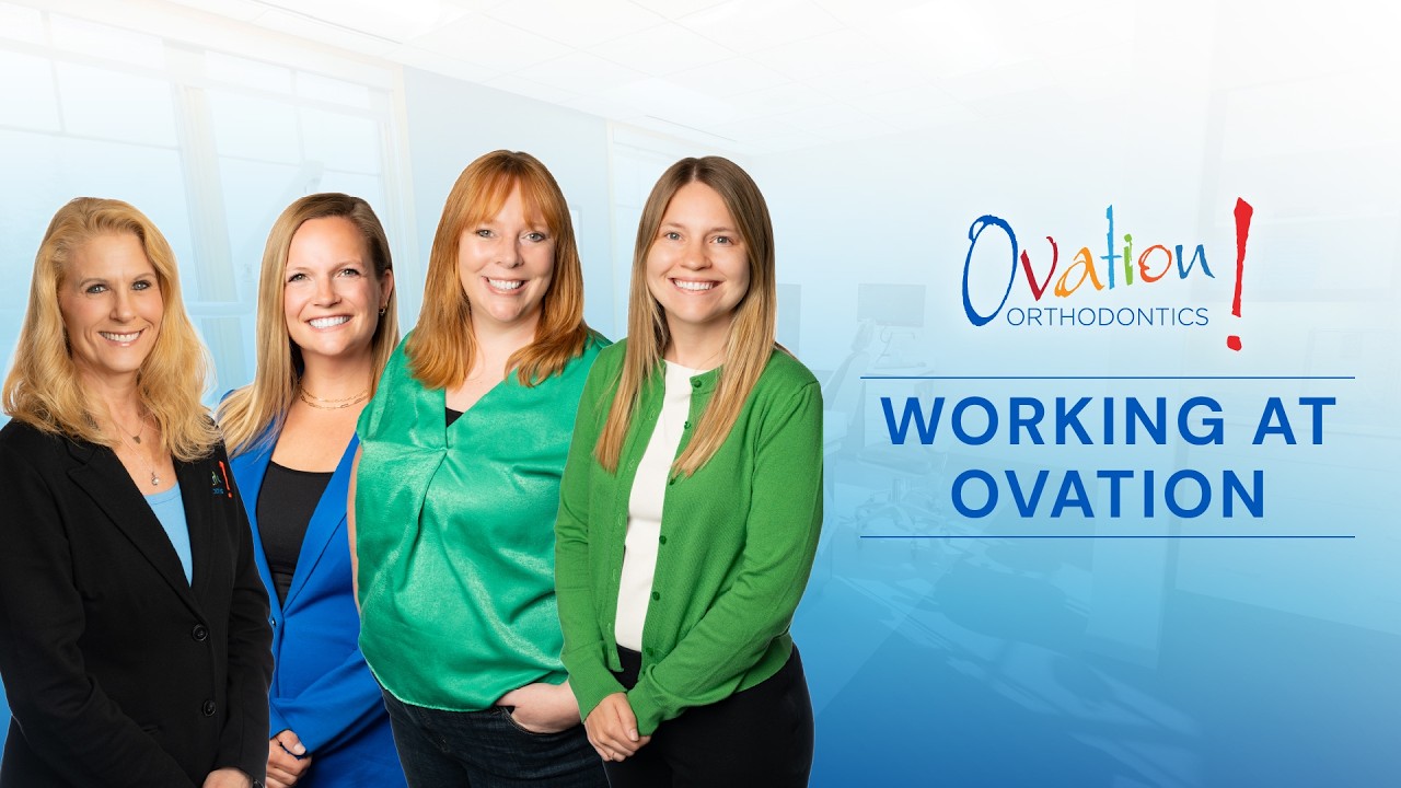 Working at Ovation video thumbnail with four Ovation Orthodontics team members